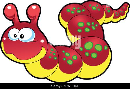 Baby Worm, cartone animato e personaggio vettoriale Illustrazione Vettoriale