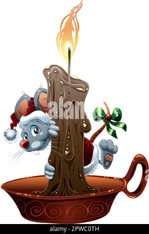 Little mouse for Christmas - Cartoon e personaggio vettoriale Illustrazione Vettoriale