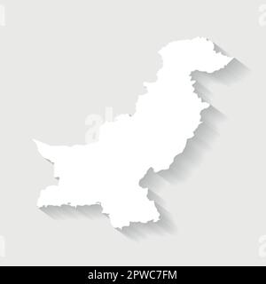 Semplice mappa bianca del Pakistan su sfondo grigio, vettore, illustrazione, file eps 10 Illustrazione Vettoriale