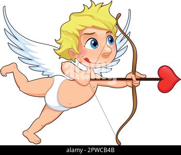 Divertente Cupido. Cartone animato e carattere vettoriale isolato. Illustrazione Vettoriale