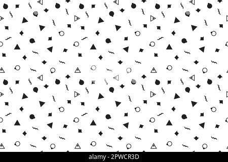 Motivo triangolare astratto senza cuciture disegnato a mano con forme irregolari di contorno nero. Design grafico e moderno per scrapbooking, stazionari, moda e packaging design. Illustrazione vettoriale Illustrazione Vettoriale