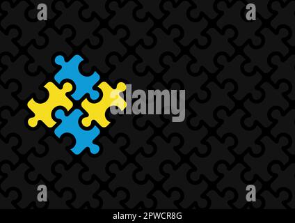 Modello di puzzle che rappresenta la mente di una persona sindrome di Down Illustrazione Vettoriale