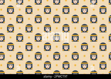 Antico Egitto senza cuciture modello. Sfondo religioso paganistico senza cuciture in stile murale geroglifico. Gli dei egiziani e il modello dei faraoni. Illustrazione vettoriale Illustrazione Vettoriale