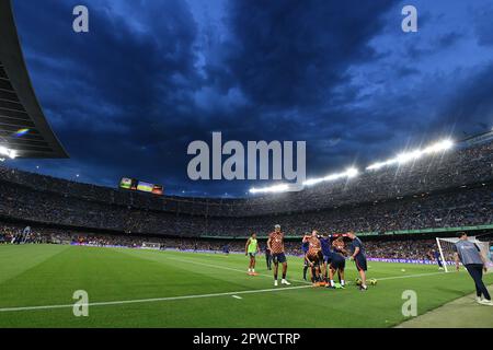 Barcellona, ESP. 29th Apr, 2023. FC BARCELLONA vs REAL BETIS 29 aprile 2023 Vista generale durante la partita tra FC Barcellona e Real Betis corrispondente al trentadue giorni di la Liga Santander a Spotify Camp Nou a Barcellona, Spagna. Credit: Rosdemora/Alamy Live News Foto Stock