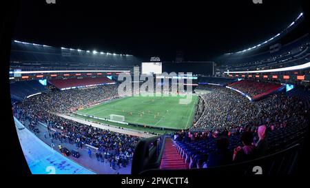 Foxborough, Massachusetts, Stati Uniti. 29th Apr, 2023. Una panoramica generale del Gillette Stadium durante la prima metà di una partita tra la Rivoluzione del New England e il FC Cincinnati a Foxborough, Massachusetts. Eric Canha/CSM/Alamy Live News Foto Stock