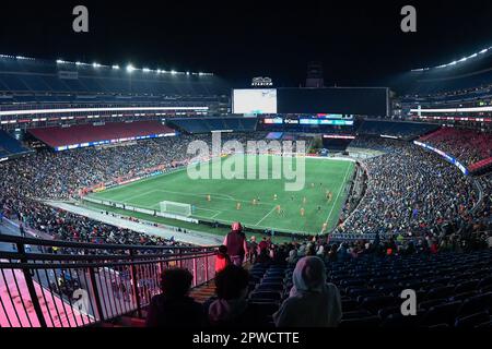 Foxborough, Massachusetts, Stati Uniti. 29th Apr, 2023. Una panoramica generale del Gillette Stadium durante la prima metà di una partita tra la Rivoluzione del New England e il FC Cincinnati a Foxborough, Massachusetts. Eric Canha/CSM/Alamy Live News Foto Stock