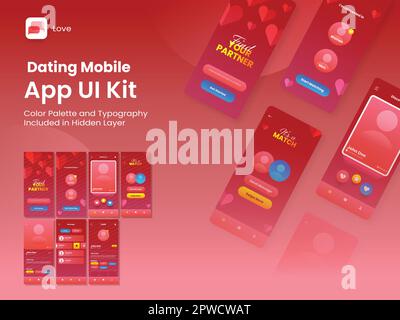 Kit interfaccia utente per applicazioni mobili o siti Web dinamici con più GUI, incluse le schermate Login, Sign Up, Place e User Profile Type. Illustrazione Vettoriale