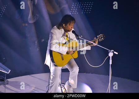 Spettacolo del cantante Roberto Carlos all'interno della nave MSC Fantasia, a Búzios (RJ) nel 2020. Roberto Carlos alle emozioni in alto mare Foto Stock