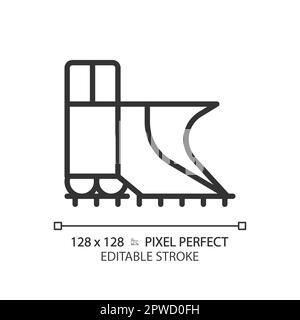 Icona lineare perfetta pixel treno spazzaneve Illustrazione Vettoriale