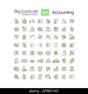 Set di icone di colore RGB per la contabilità Illustrazione Vettoriale
