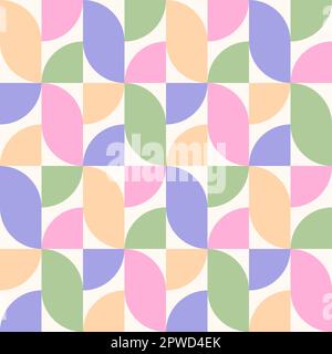 Motivo groovy senza cuciture. Sfondo in stile retrò. Ripetizione del disegno geometrico vintage per le stampe. Mosaico ripetuto patern. Buona carta da parati 70s. Ripetere Illustrazione Vettoriale