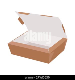 Scatola rettangolare in cartone aperta per l'illustrazione del vettore fast food Illustrazione Vettoriale