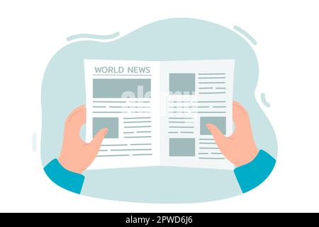Giornale in mans mani piano vettore illustrazione Illustrazione Vettoriale