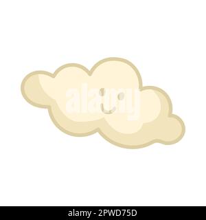 Carino felice nuvola sorridente illustrazione del cartone animato Illustrazione Vettoriale