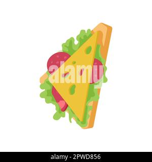 Sandwich con formaggio, salame e lattuga figura vettoriale Illustrazione Vettoriale