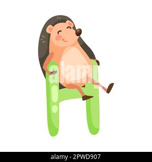 Carattere hedgehog con lettera dell'alfabeto h illustrazione del vettore Illustrazione Vettoriale