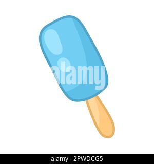 Simpatico gelato blu su disegno del cartone animato del bastone Illustrazione Vettoriale