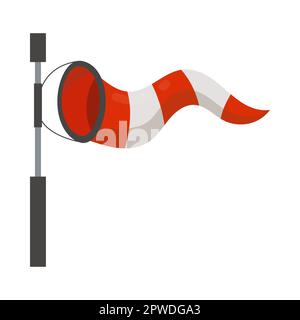 Illustrazione cartoni animati con calzino a vento rosso e bianco Illustrazione Vettoriale