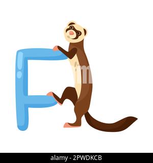 Carattere Ferret con lettera dell'alfabeto f illustrazione del vettore Illustrazione Vettoriale
