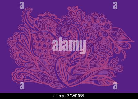 Disegna a mano uno sfondo decorativo floreale senza cuciture per il tessile, il matrimonio Foto Stock