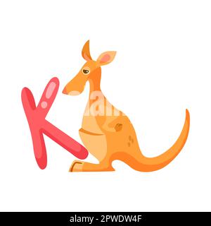 Carattere canguro con lettera dell'alfabeto k illustrazione vettoriale Illustrazione Vettoriale