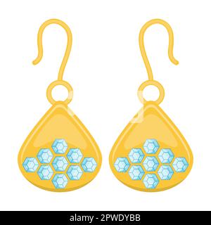 ear gioielli illustrazione vettore. Oro, argento, gioielli in perla. Anelli in pietra o diamante, orecchini, pendenti, bracciali per womenomenen Illustrazione Vettoriale