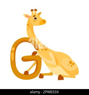Carattere giraffa con lettera dell'alfabeto g illustrazione vettoriale Illustrazione Vettoriale