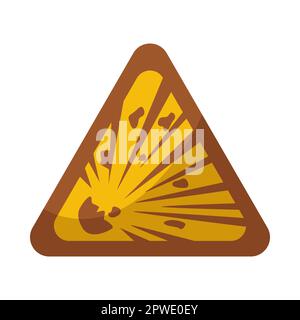 Cartello di pericolo con illustrazione del cartone animato di esplosione Illustrazione Vettoriale