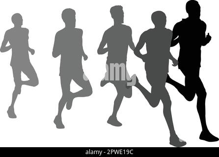 maratona running in gruppo - vettore di grafica Illustrazione Vettoriale