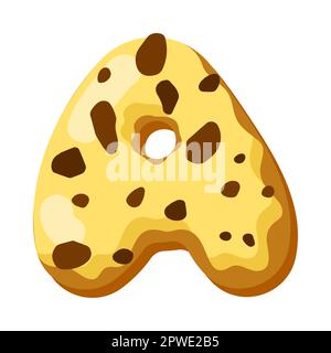 Lettera A nell'illustrazione del vettore font donut Illustrazione Vettoriale