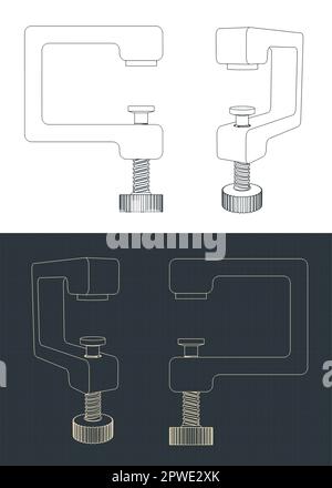 Illustrazione vettoriale stilizzata di progetti di clamp a c. Illustrazione Vettoriale