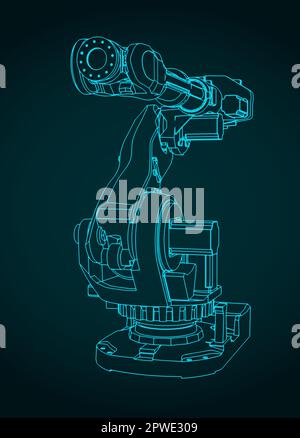 Illustrazione vettoriale stilizzata del modello di robot industriale Illustrazione Vettoriale