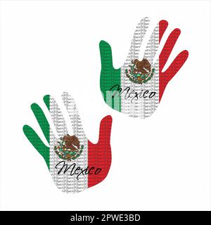 Illustrazione vettoriale disegnata a mano con motivo della bandiera del messico ideale per poster, riviste e web design Illustrazione Vettoriale