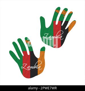 Illustrazione vettoriale disegnata a mano con motivo bandiera zambia ideale per poster, riviste e abiti Illustrazione Vettoriale