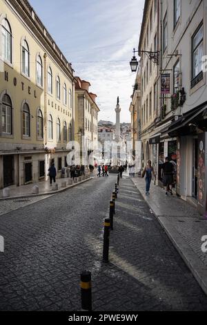 Vista verso Piazza Rossio, Lisbona Foto Stock