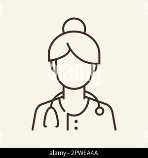 Icona linea medico femminile Illustrazione Vettoriale