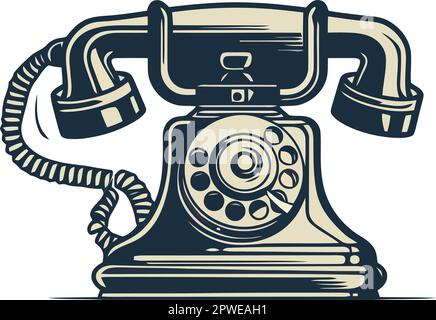 Antico telefono rotante, simbolo della nostalgia Illustrazione Vettoriale