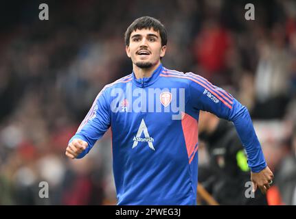 Boscombe, Dorset, Regno Unito. 30th aprile 2023; Vitality Stadium, Boscombe, Dorset, Inghilterra: Premier League Football, AFC Bournemouth contro Leeds United; Pascal Struijk di Leeds United scalda credito: Action Plus Sports Images/Alamy Live News Foto Stock