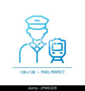 Icona vettore lineare gradiente perfetto pixel driver Train Illustrazione Vettoriale