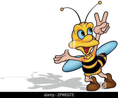 Wasp sorridente con mano alzata che mostra Vittoria Illustrazione Vettoriale