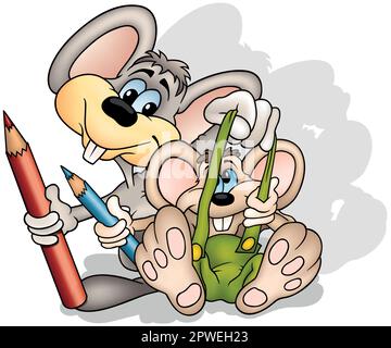 Due couses divertenti che tiene Crayons Illustrazione Vettoriale