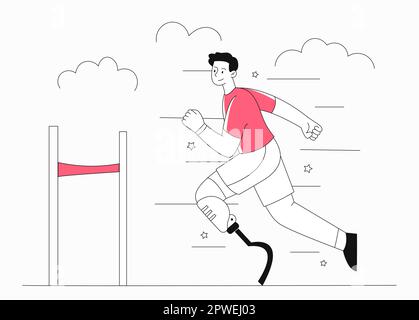 Concetto di runner disabilitato Illustrazione Vettoriale