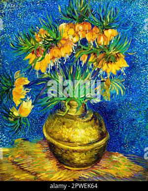 Le Fritillari imperiali di Vincent van Gogh in un famoso dipinto di vita morta in vaso di rame. Originale da Wikimedia Commons. Foto Stock