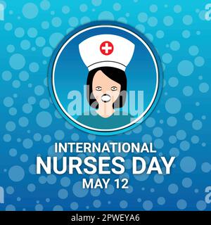 Illustrazione del concetto per la Giornata Internazionale degli infermieri. Maggio 12. Victor Illustrazione di un'infermiera. Adatto per biglietti d'auguri, poster e striscioni. Illustrazione Vettoriale