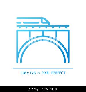 Icona vettore lineare gradiente perfetto pixel ponte ferroviario Illustrazione Vettoriale