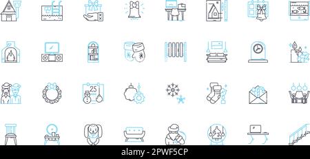 Set di icone lineari per gallerie d'arte. Mostra, capolavoro, scultura, tela, Pittura, Astratto, linea vettoriale contemporanea e segni concettuali. Vintage Illustrazione Vettoriale