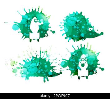 Set di ricci arcobaleno. Un hedgehog astratto multicolore. Illustrazione vettoriale Illustrazione Vettoriale