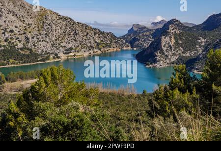 Gorg Blau, il bellissimo lago Blue Gorge nel cuore dei Monti Tramuntana a Maiorca in Spagna Foto Stock