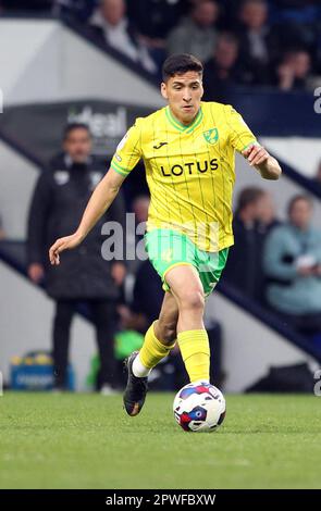 West Bromwich, Regno Unito. 29th Apr, 2023. Marcelino Nunez di Norwich City in azione durante la partita del Campionato Sky Bet tra West Bromwich Albion e Norwich City alle Hawthorns il 29th 2023 aprile a West Bromwich, Inghilterra. (Foto di Mick Kearns/phcimages.com) Credit: PHC Images/Alamy Live News Foto Stock