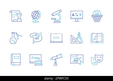 Scienza ed educazione - insieme di icone moderne di stile di design di linea Illustrazione Vettoriale